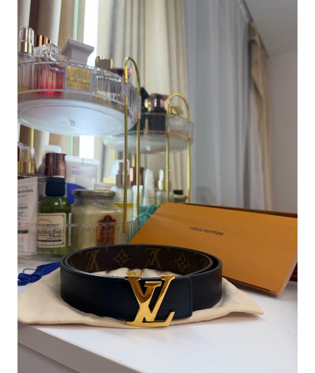 LOUIS VUITTON Черный кожаный ремень, фото 7