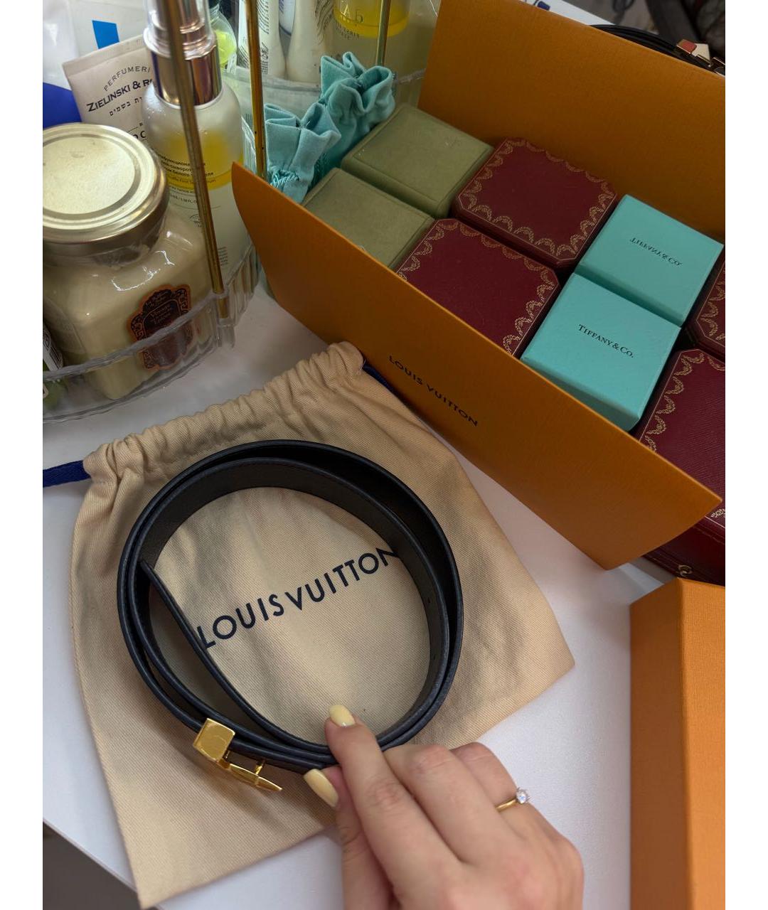 LOUIS VUITTON Черный кожаный ремень, фото 6