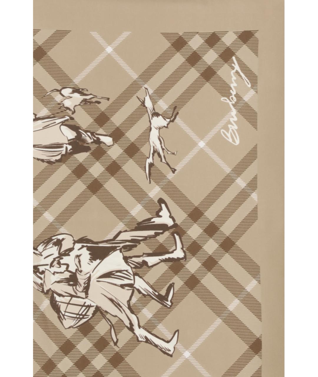 BURBERRY Бежевый шелковый шарф, фото 3