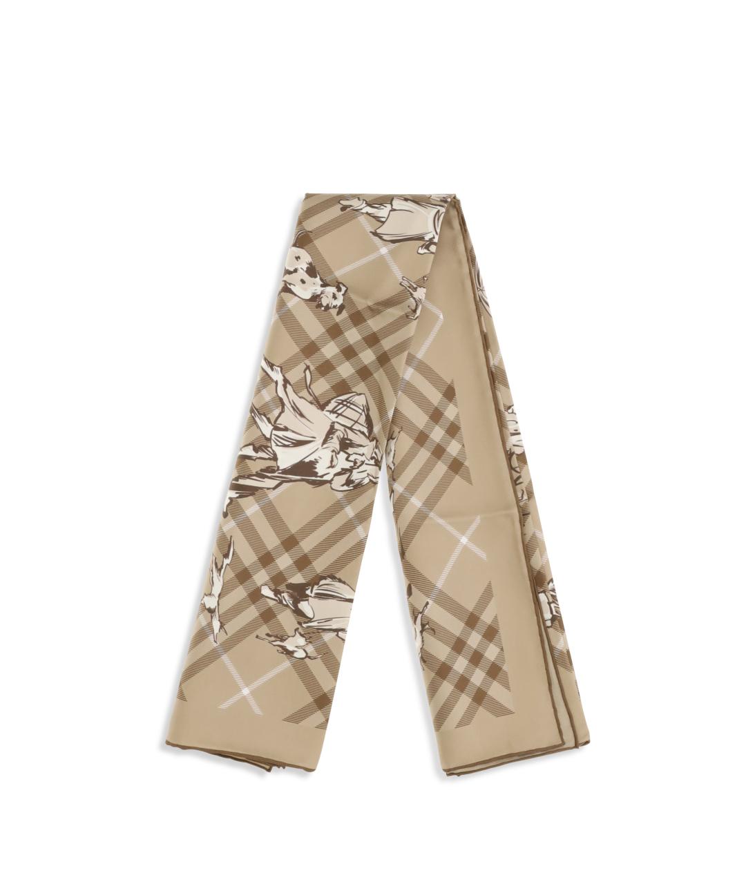 BURBERRY Бежевый шелковый шарф, фото 2