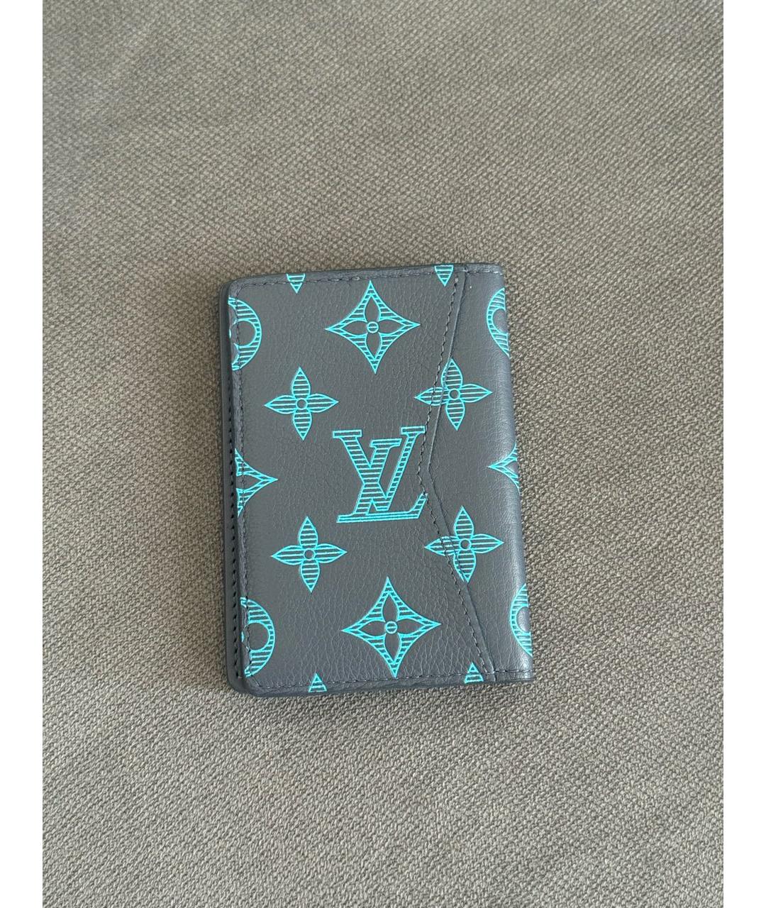 LOUIS VUITTON Синий кожаный кардхолдер, фото 2