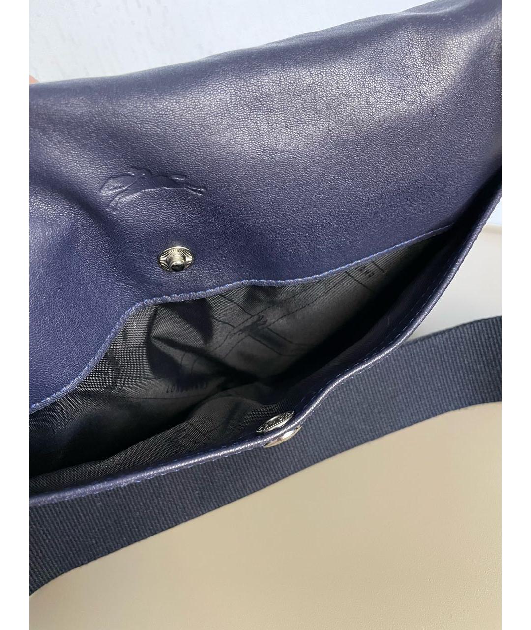 LONGCHAMP Темно-синяя кожаная сумка на плечо, фото 3