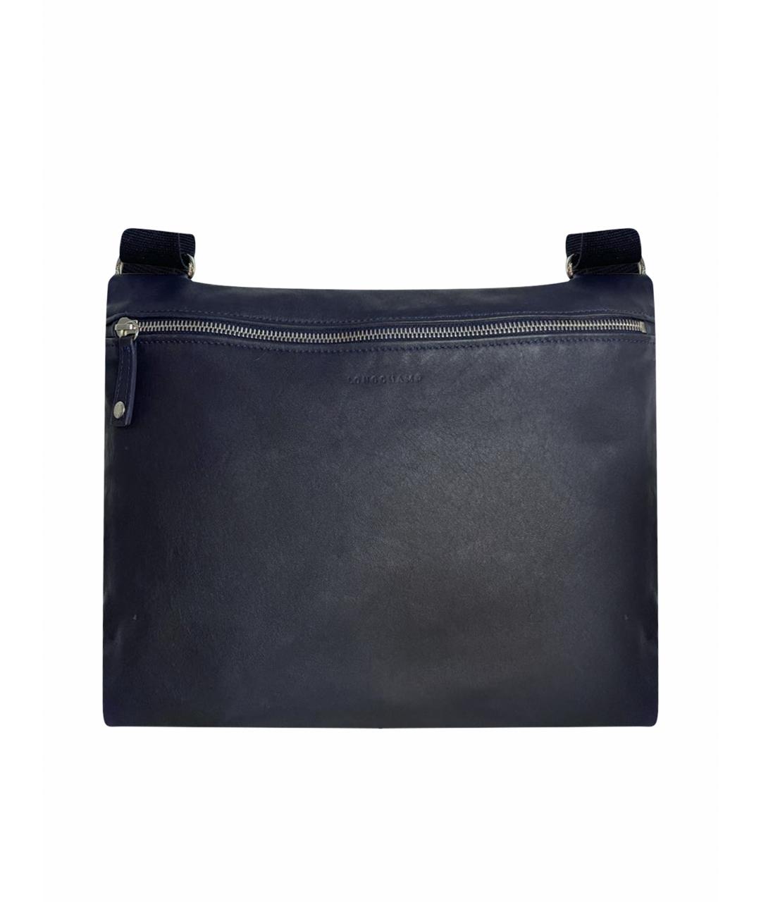 LONGCHAMP Темно-синяя кожаная сумка на плечо, фото 1
