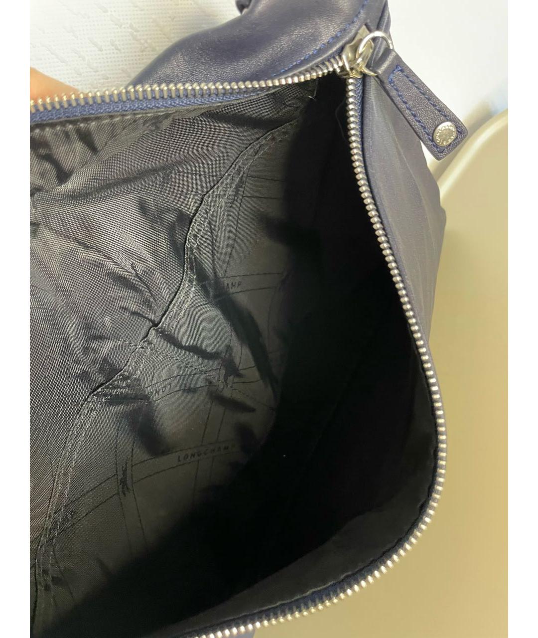 LONGCHAMP Темно-синяя кожаная сумка на плечо, фото 4