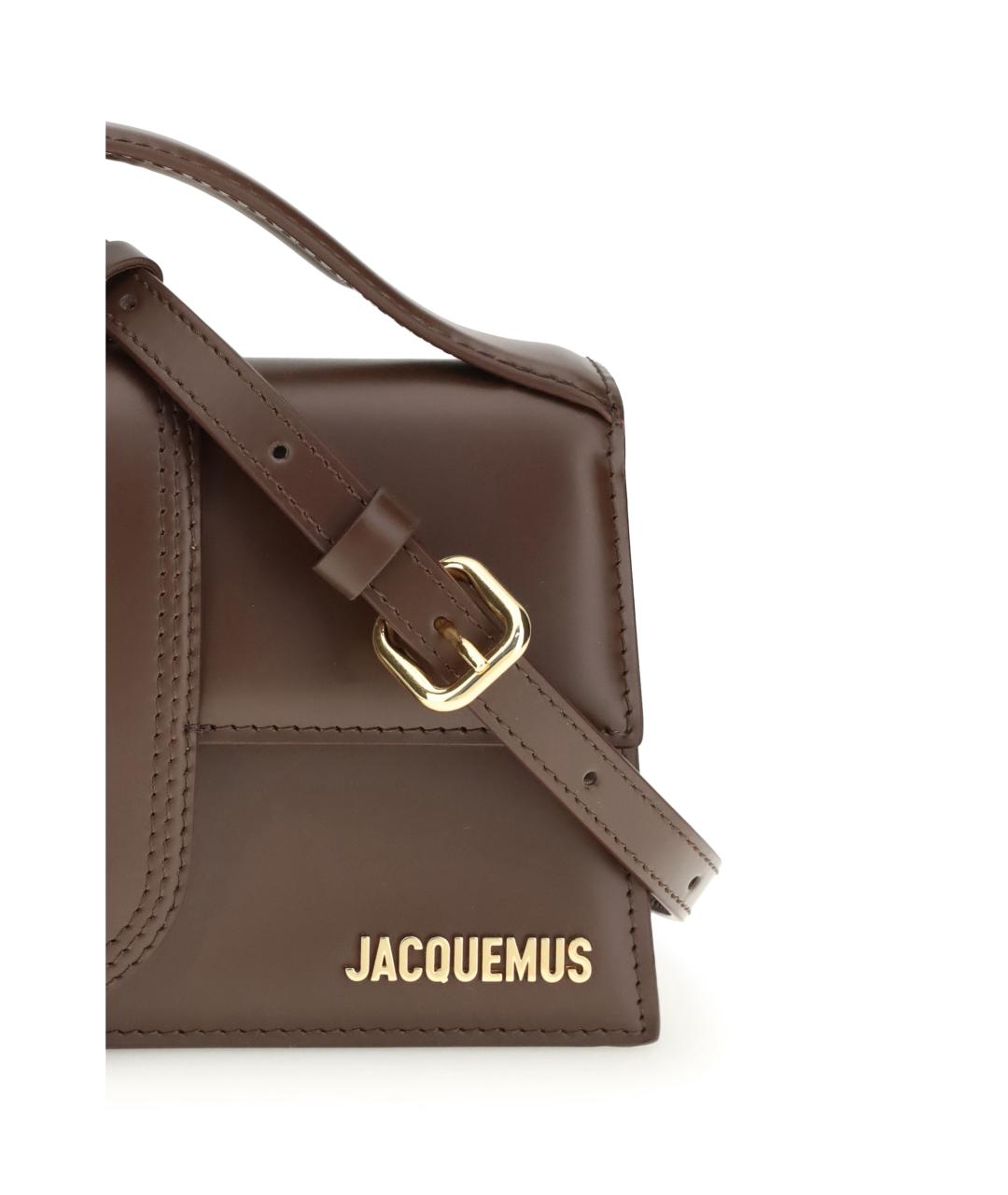 JACQUEMUS Коричневая кожаная сумка с короткими ручками, фото 4