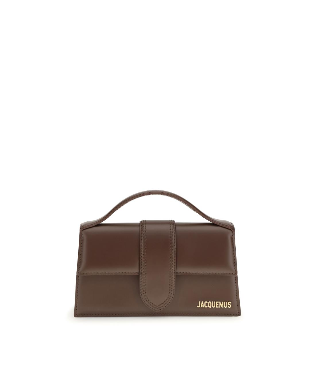 JACQUEMUS Коричневая кожаная сумка с короткими ручками, фото 1