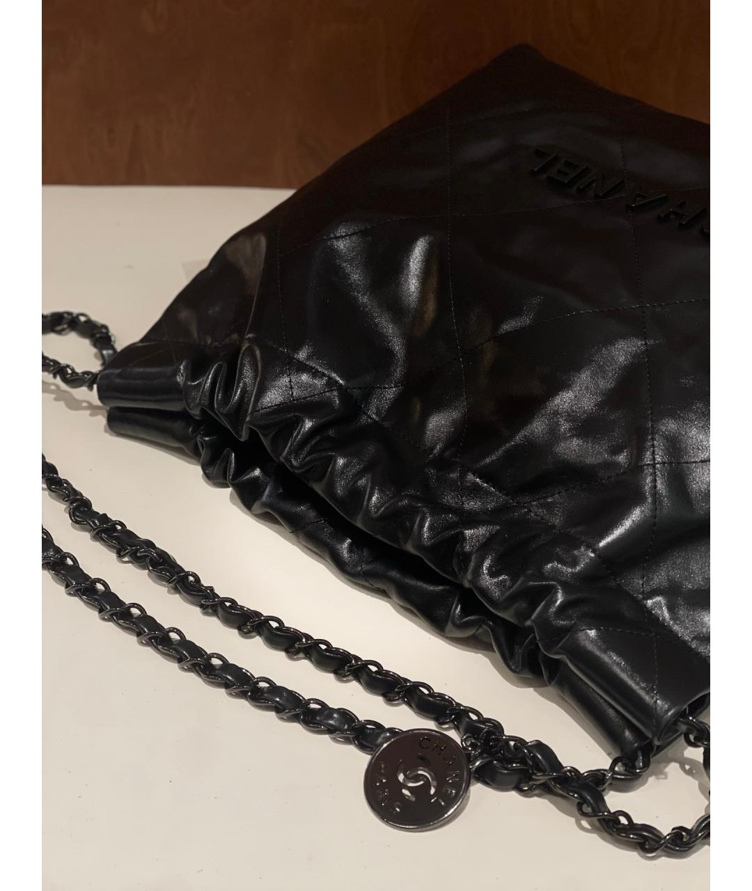 CHANEL Черная кожаная сумка тоут, фото 5