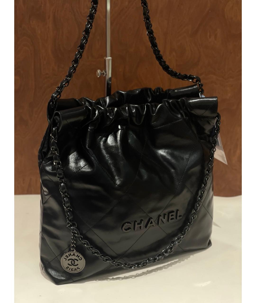 CHANEL Черная кожаная сумка тоут, фото 7