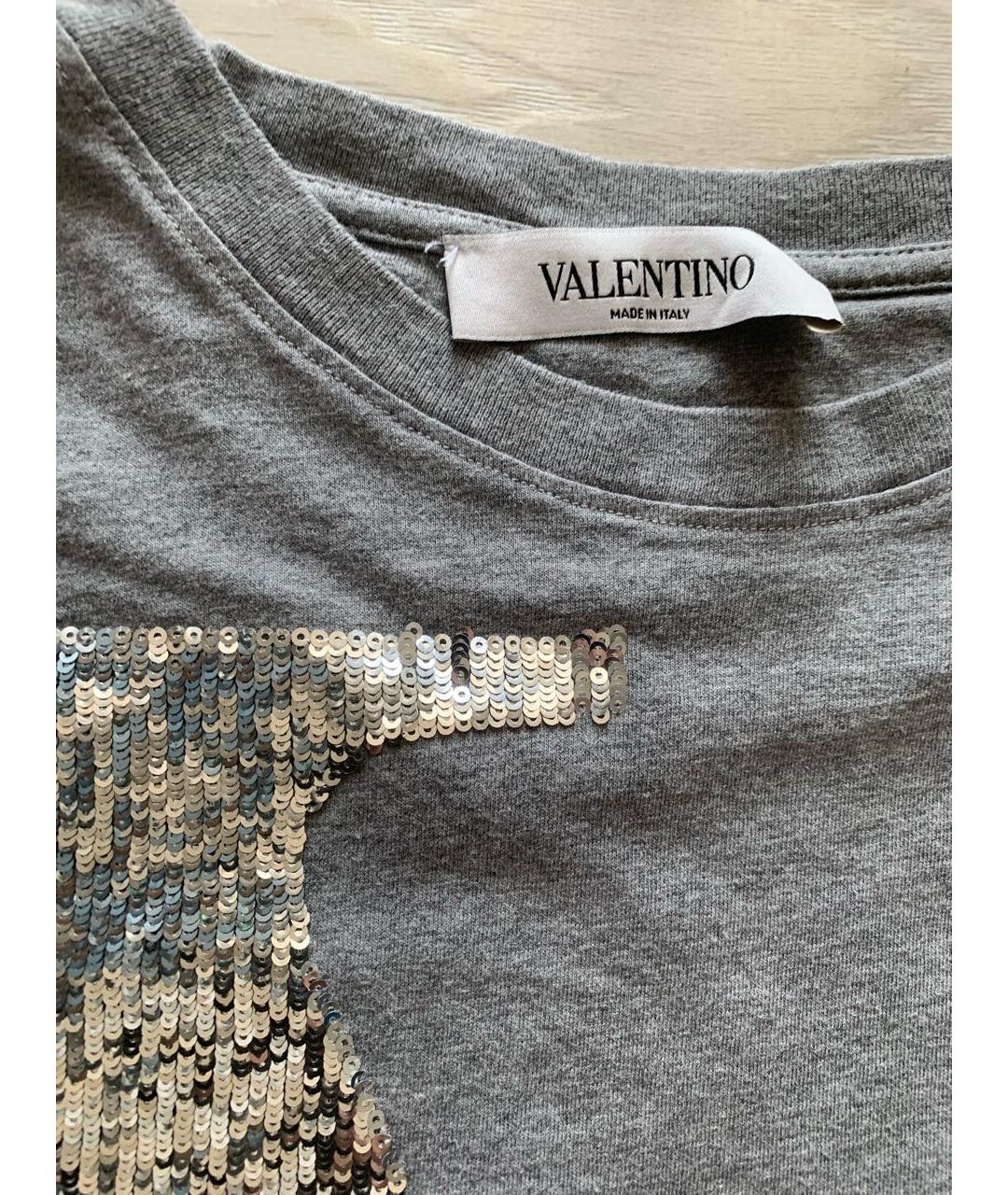 VALENTINO Серая хлопковая футболка, фото 3