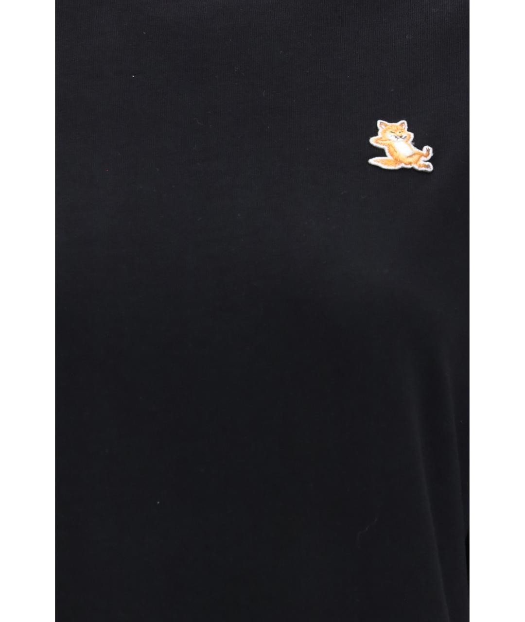 MAISON KITSUNE Черная хлопковая футболка, фото 3