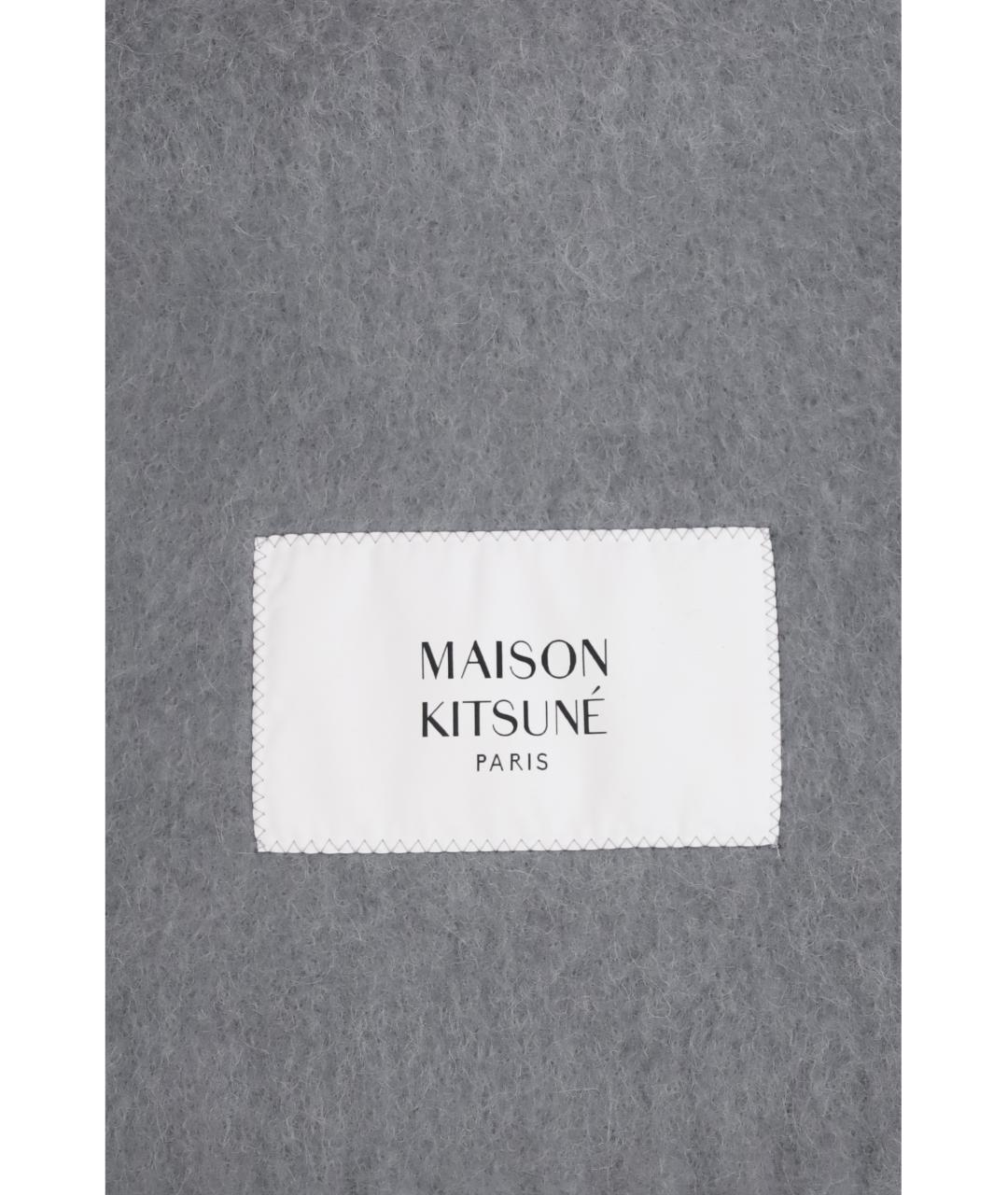 MAISON KITSUNE Серый шерстяной шарф, фото 3