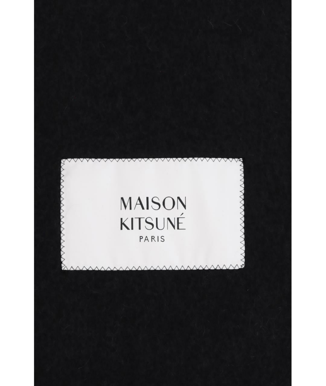 MAISON KITSUNE Черный шерстяной шарф, фото 3