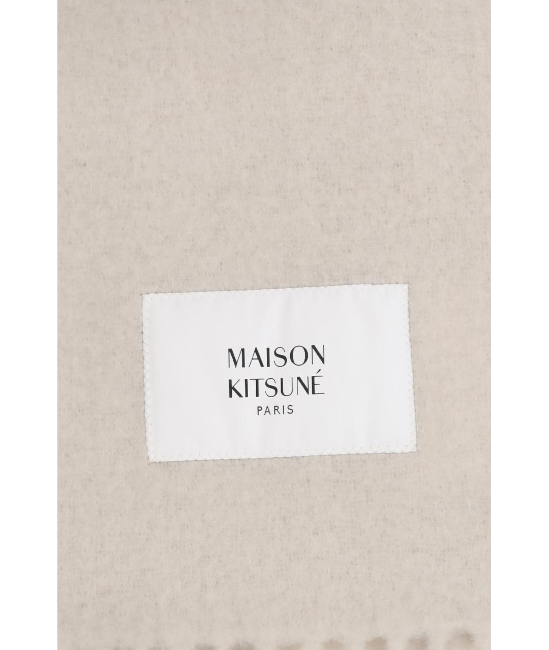 MAISON KITSUNE Бежевый шерстяной шарф, фото 3