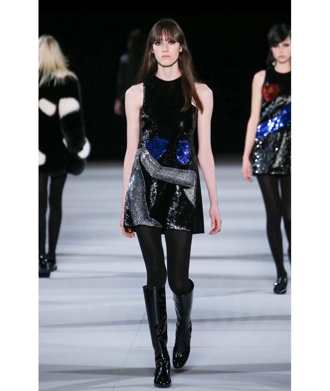 SAINT LAURENT Черные ботфорты из лакированной кожи, фото 2