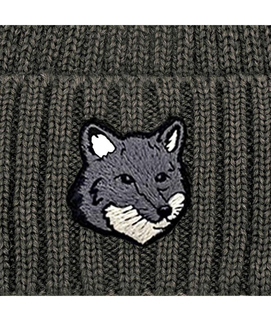 MAISON KITSUNE Серая шерстяная шапка, фото 3