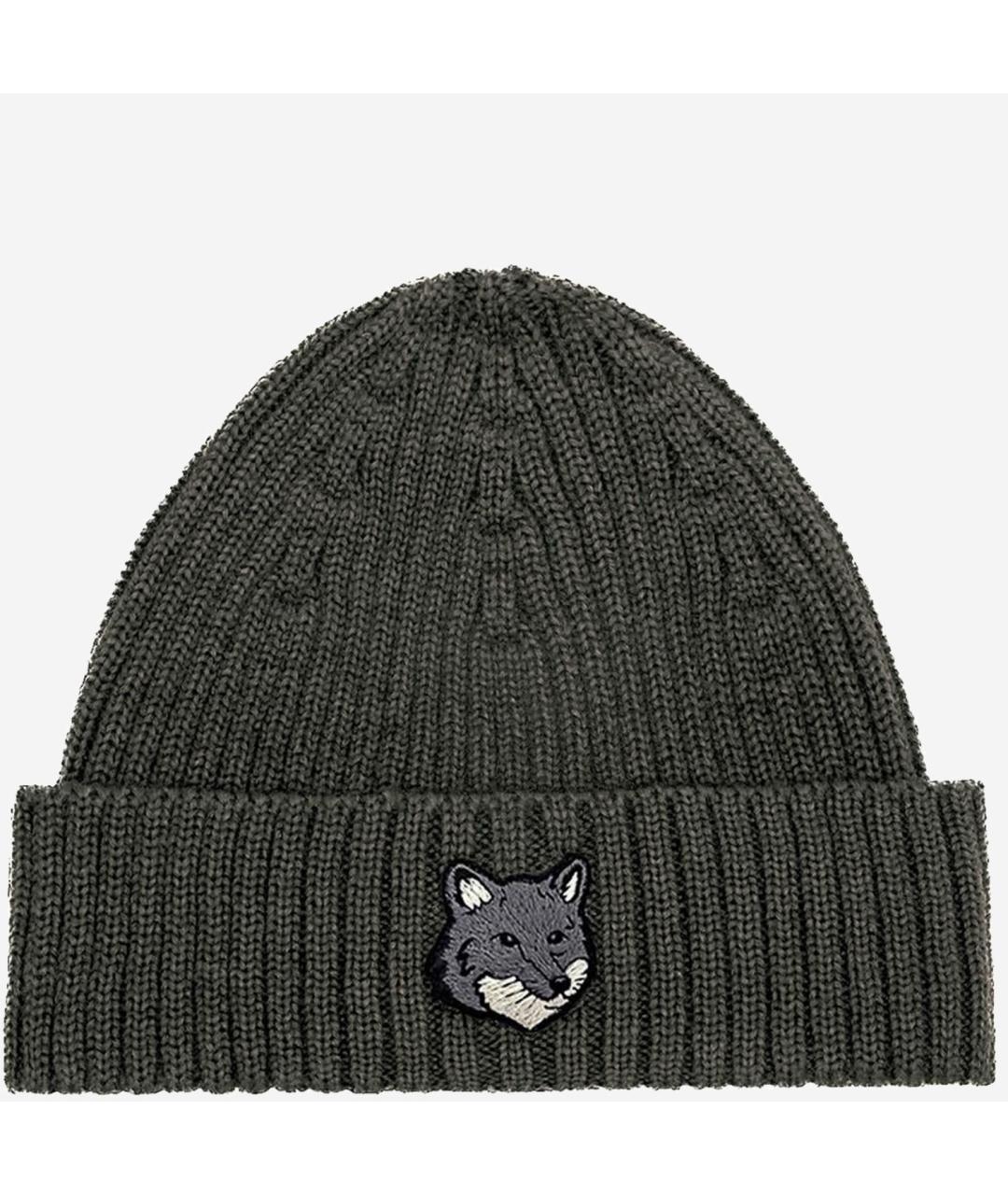 MAISON KITSUNE Серая шерстяная шапка, фото 1