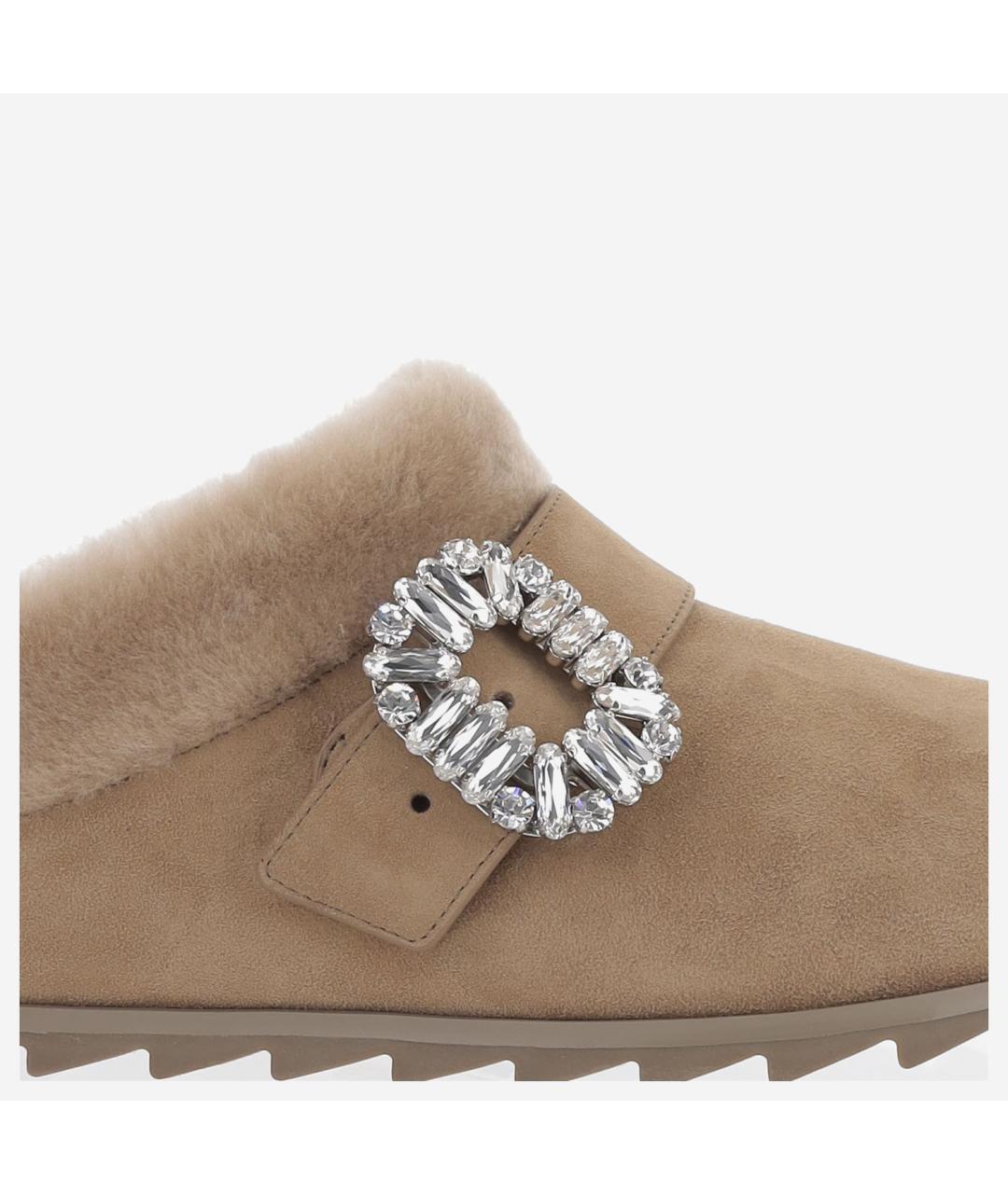 ROGER VIVIER Бежевые замшевые сабо, фото 4