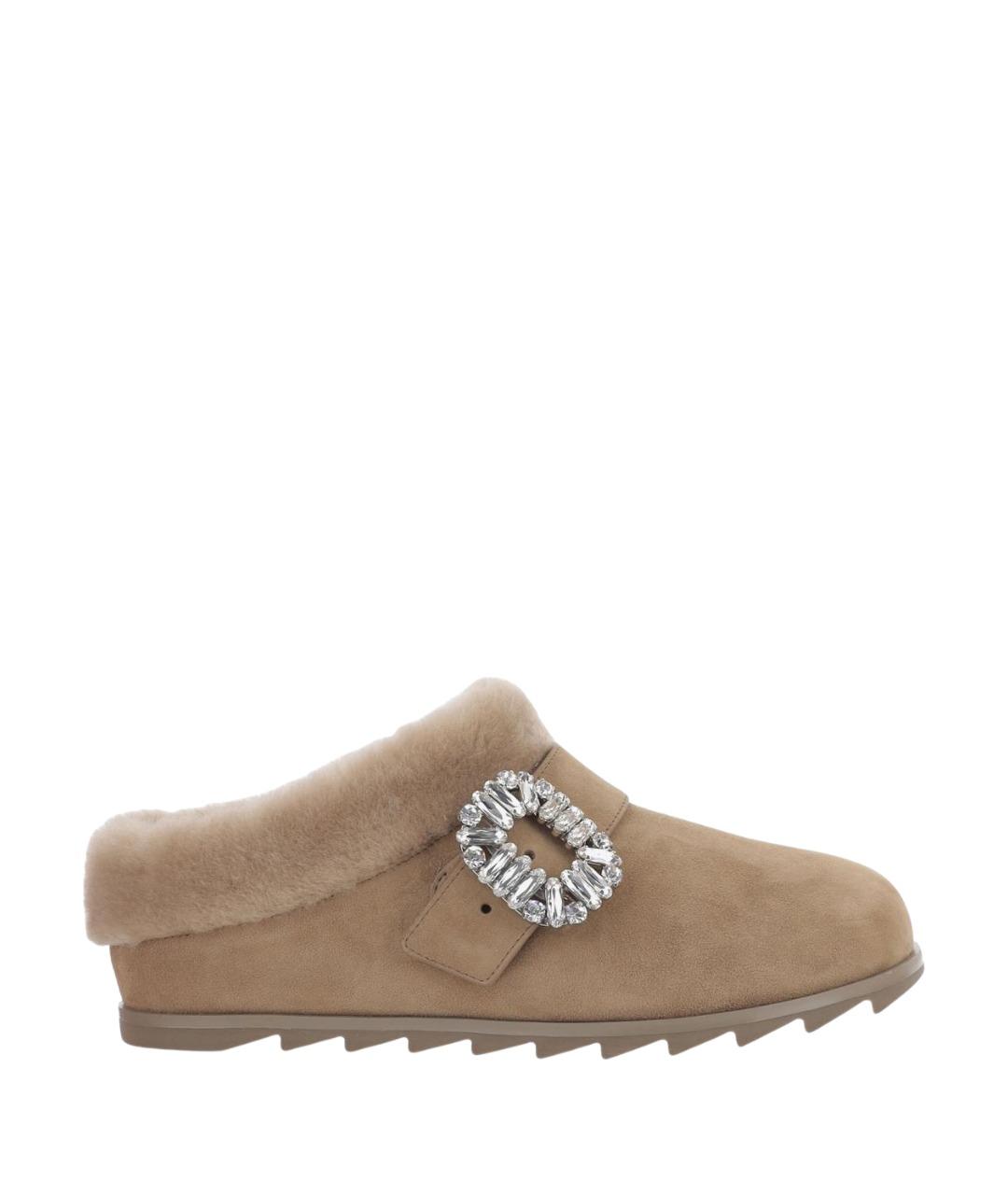 ROGER VIVIER Бежевые замшевые сабо, фото 1