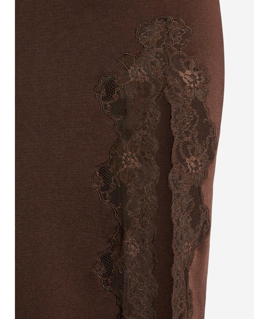 BALMAIN Коричневая вискозная юбка миди, фото 3