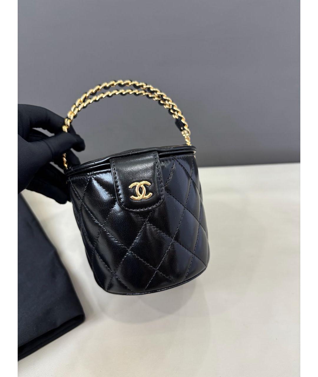 CHANEL Черная кожаная сумка с короткими ручками, фото 2