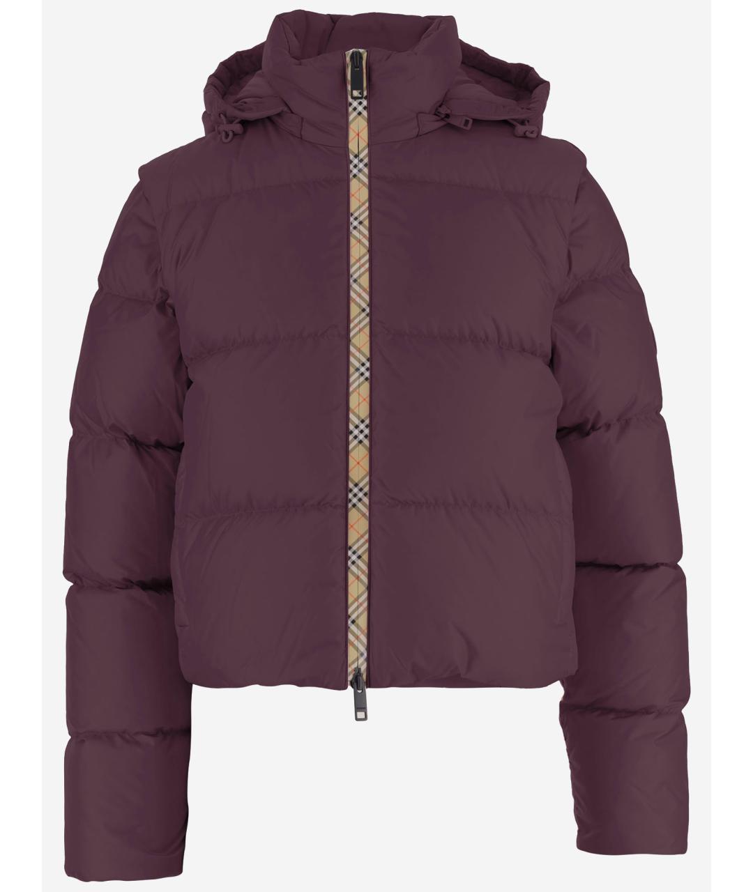 BURBERRY Бордовый полиамидовый пуховик, фото 1