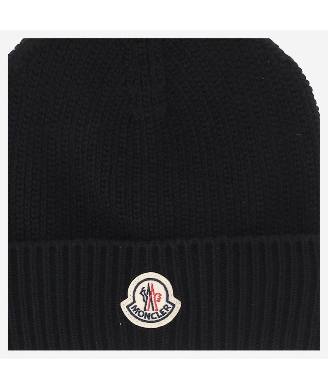 MONCLER Черная кашемировая шапка, фото 3