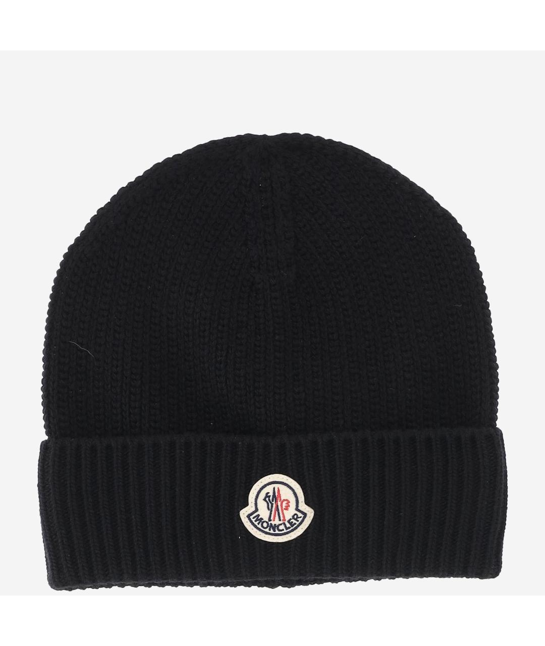 MONCLER Черная кашемировая шапка, фото 1