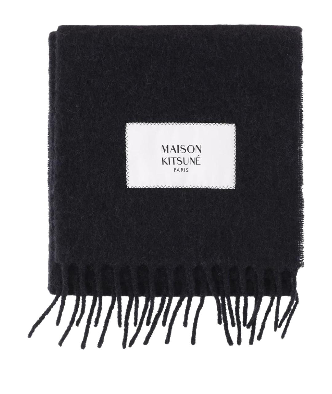 MAISON KITSUNE Черный шерстяной шарф, фото 1