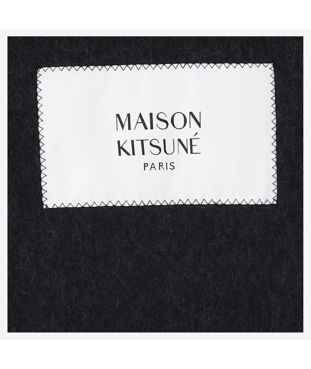 MAISON KITSUNE Черный шерстяной шарф, фото 2