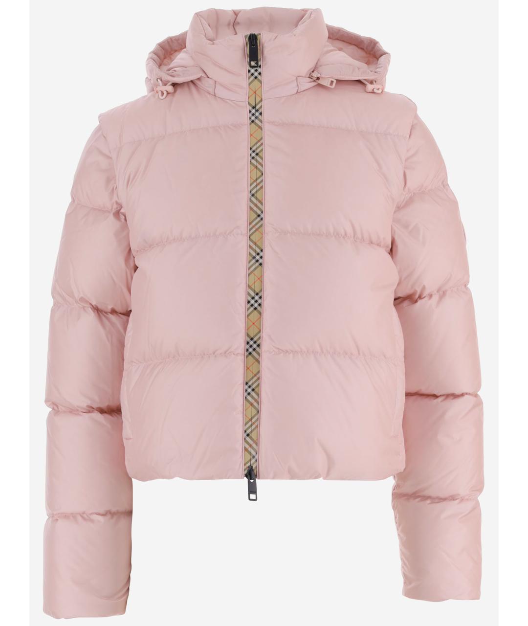 BURBERRY Розовый полиамидовый пуховик, фото 1