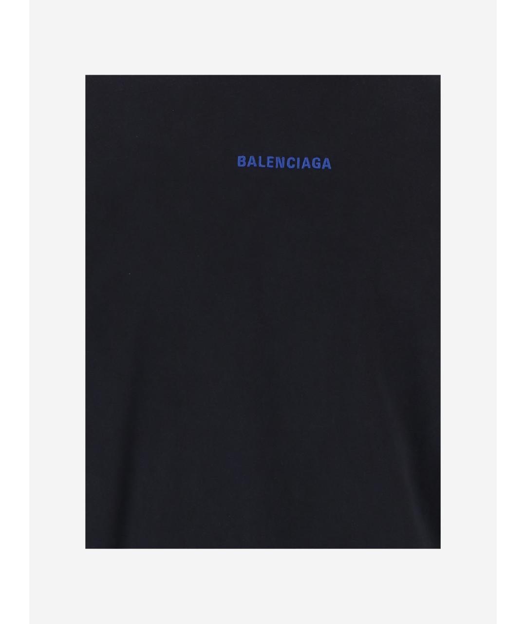 BALENCIAGA Черная хлопковая футболка, фото 3