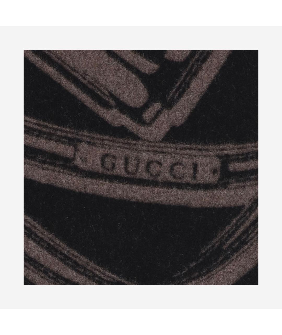 GUCCI Черный шерстяной шарф, фото 2