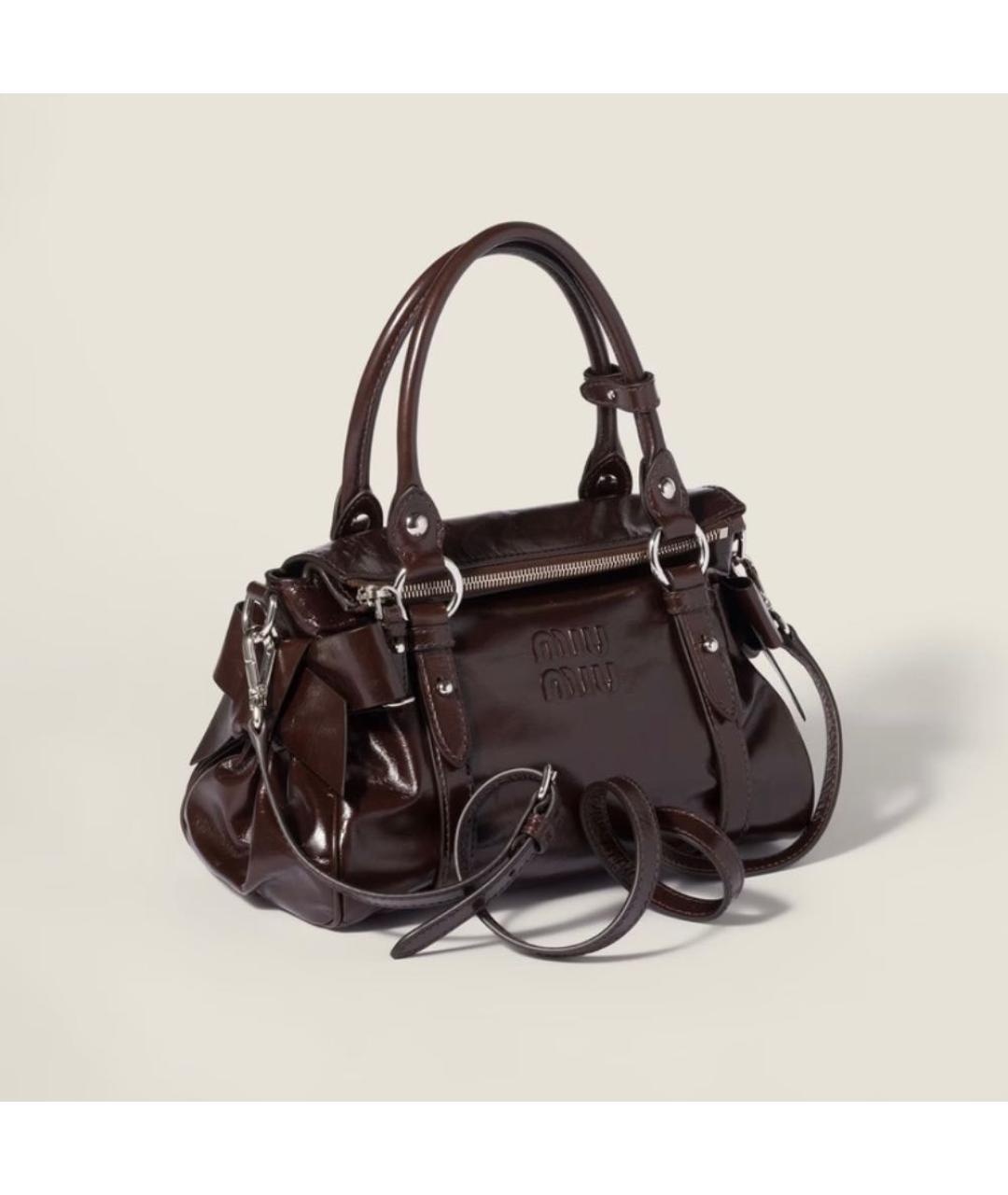 MIU MIU Коричневая кожаная сумка с короткими ручками, фото 8