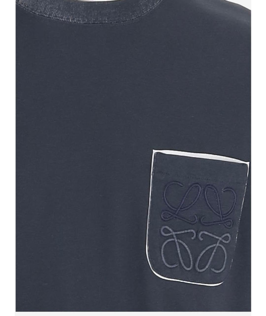LOEWE Темно-синяя хлопковая футболка, фото 3