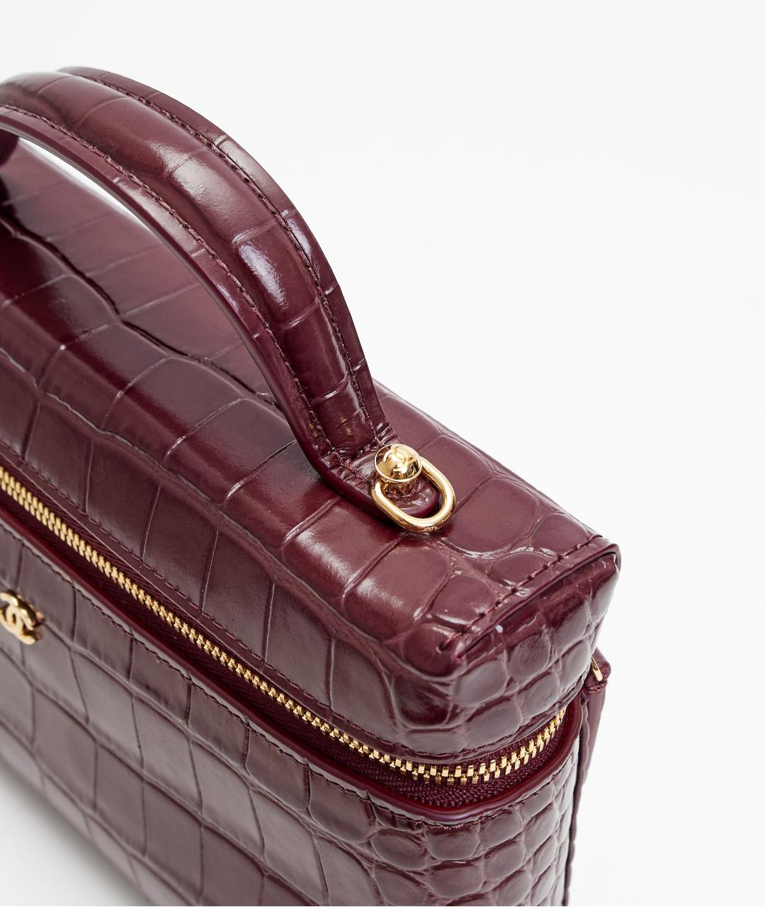 CHANEL Бордовая кожаная сумка с короткими ручками, фото 5