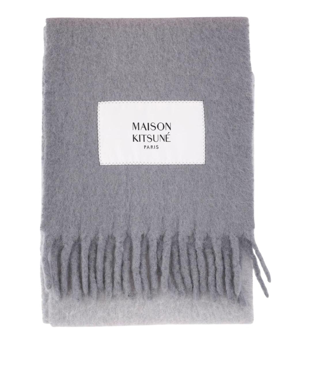 MAISON KITSUNE Серый шерстяной шарф, фото 1