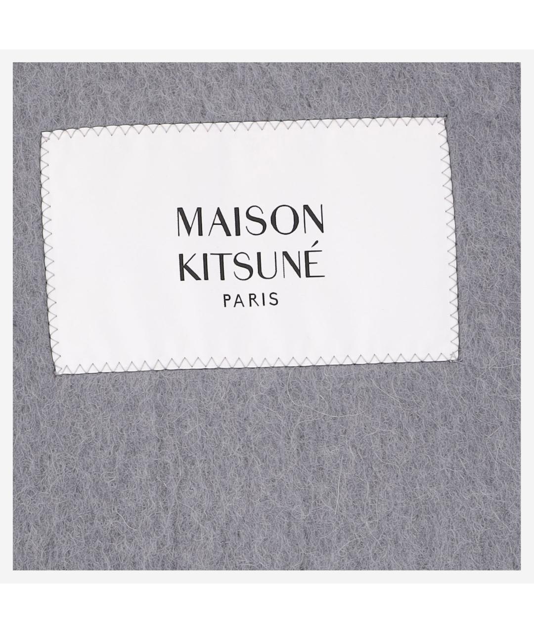 MAISON KITSUNE Серый шерстяной шарф, фото 3