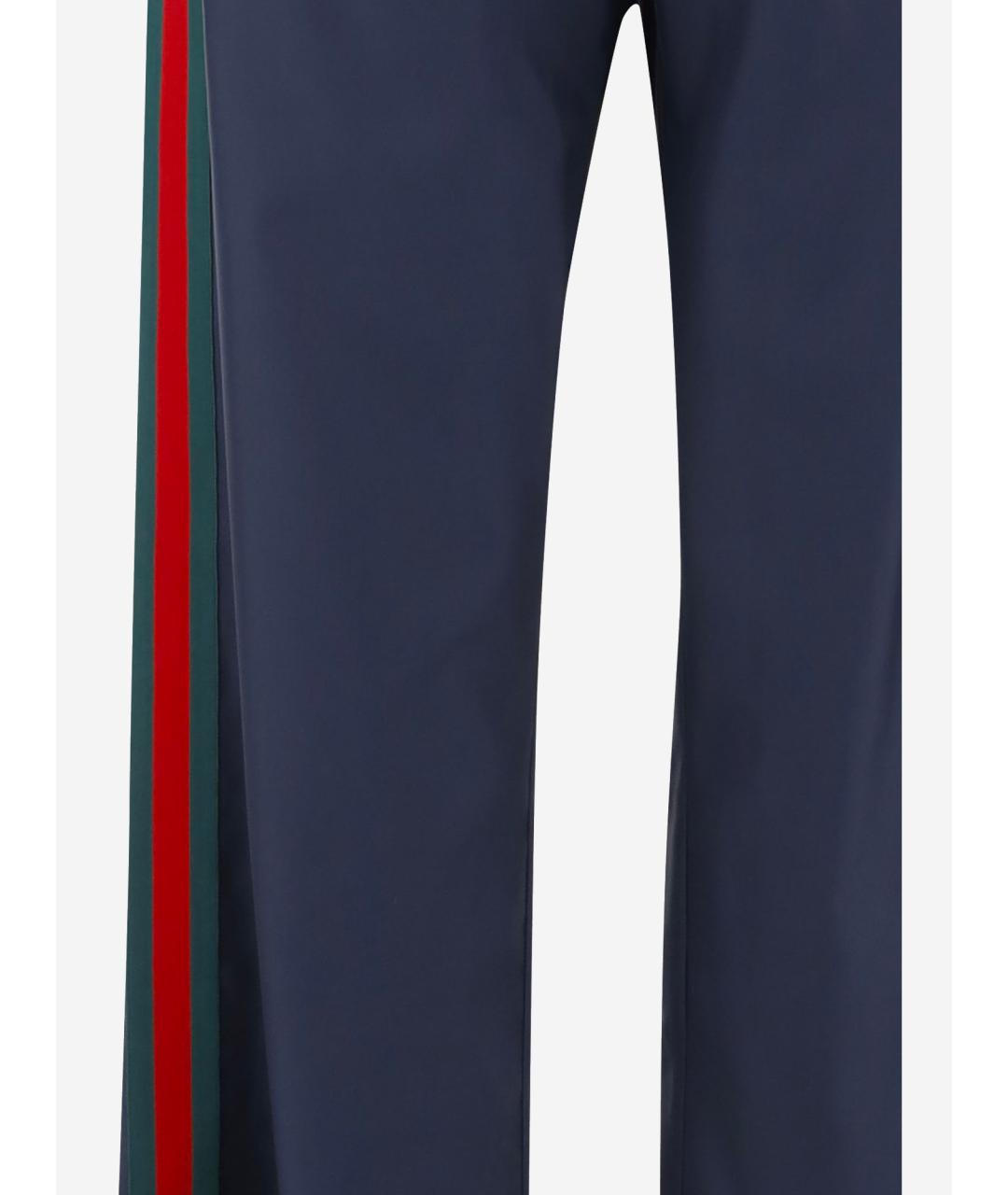 GUCCI Темно-синие шелковые прямые брюки, фото 4