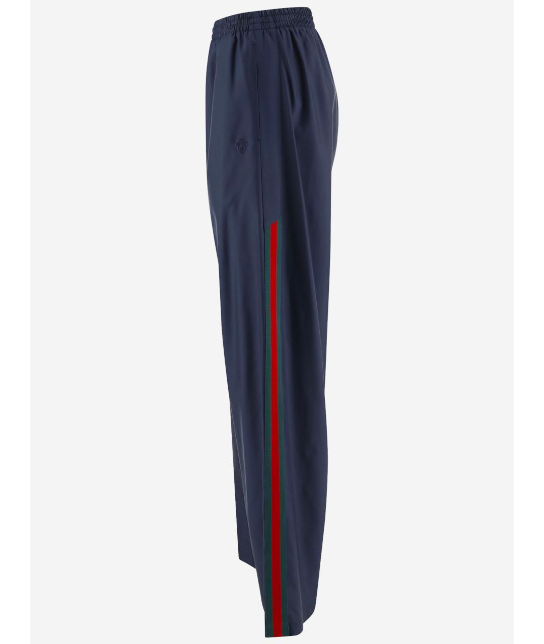GUCCI Темно-синие шелковые прямые брюки, фото 2