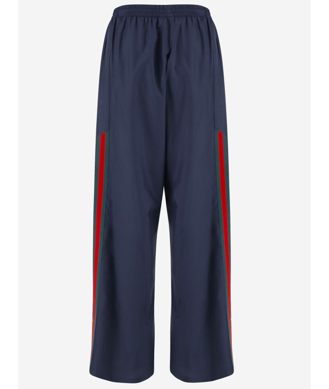 GUCCI Темно-синие шелковые прямые брюки, фото 3