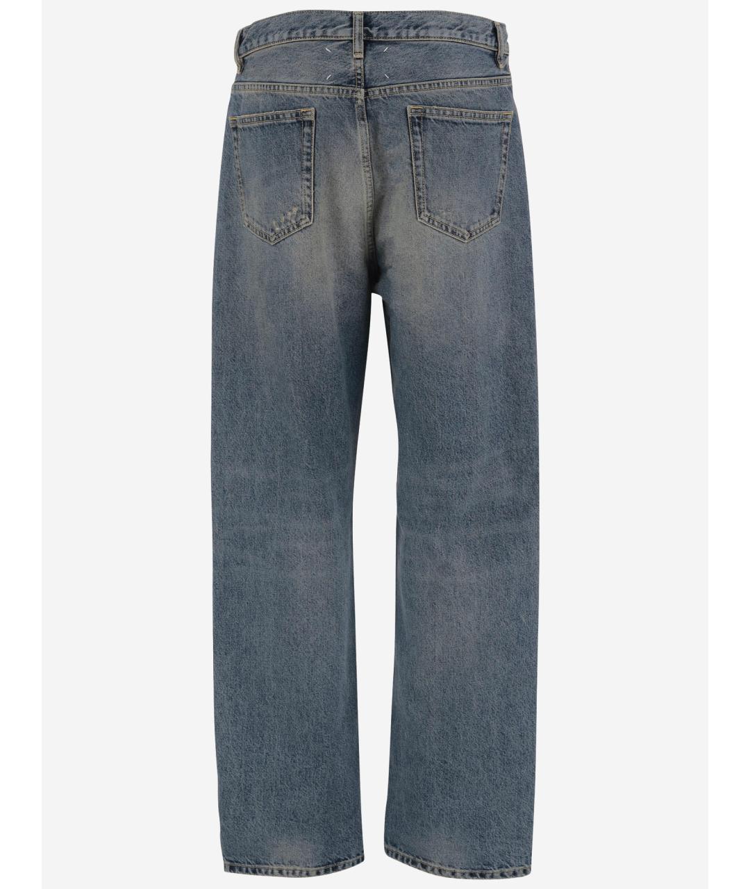 MAISON MARGIELA Голубые хлопковые прямые джинсы, фото 2