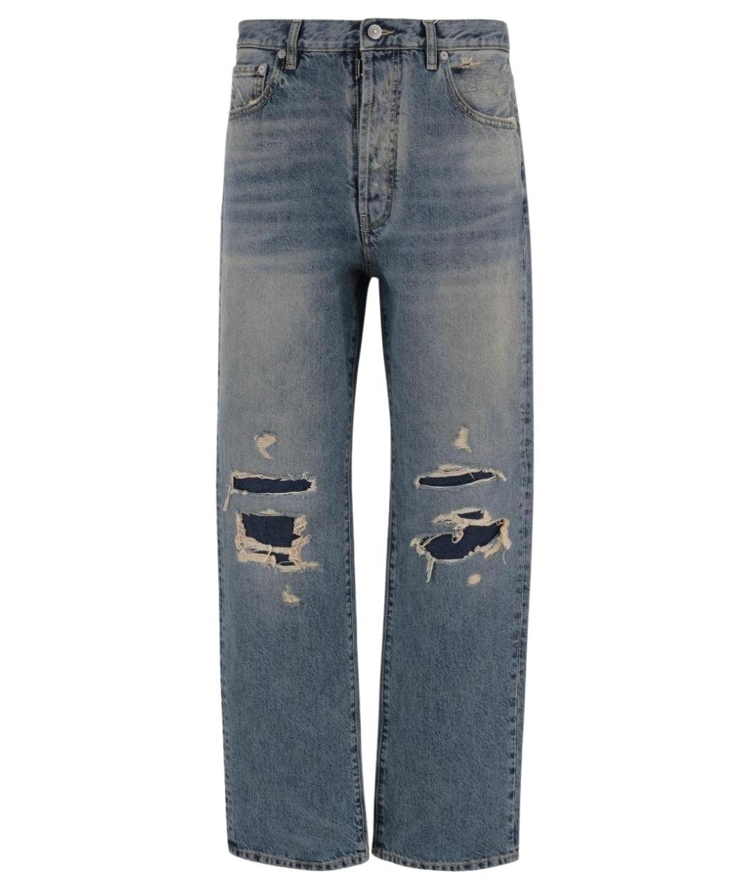 MAISON MARGIELA Голубые хлопковые прямые джинсы, фото 1
