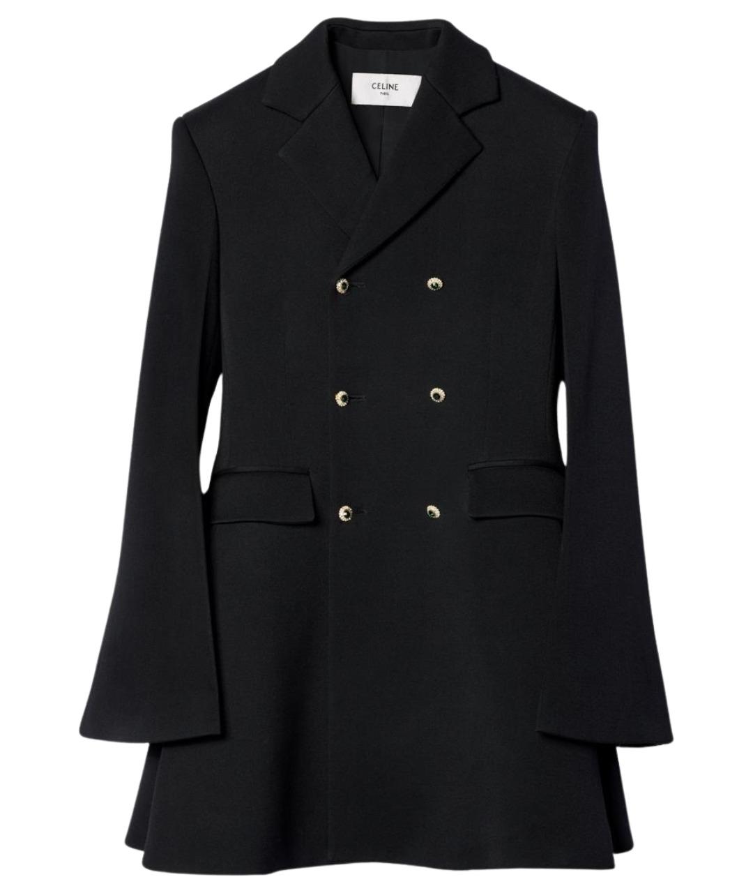 CELINE Черное шерстяное пальто, фото 1