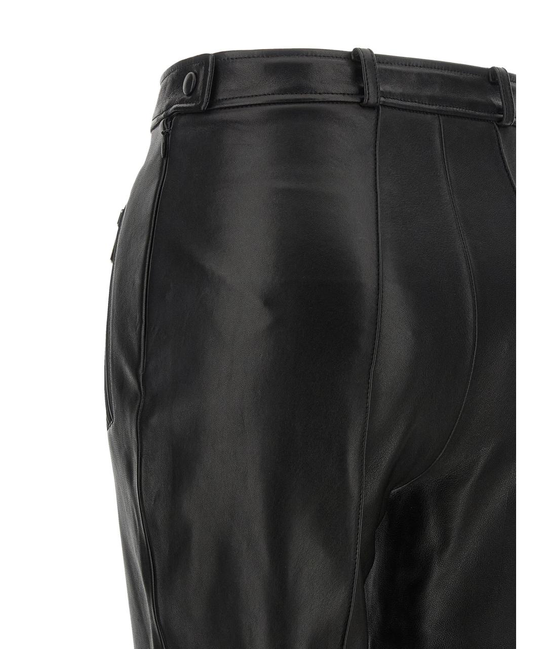 BALMAIN Черные кожаные леггинсы и велосипедки, фото 4