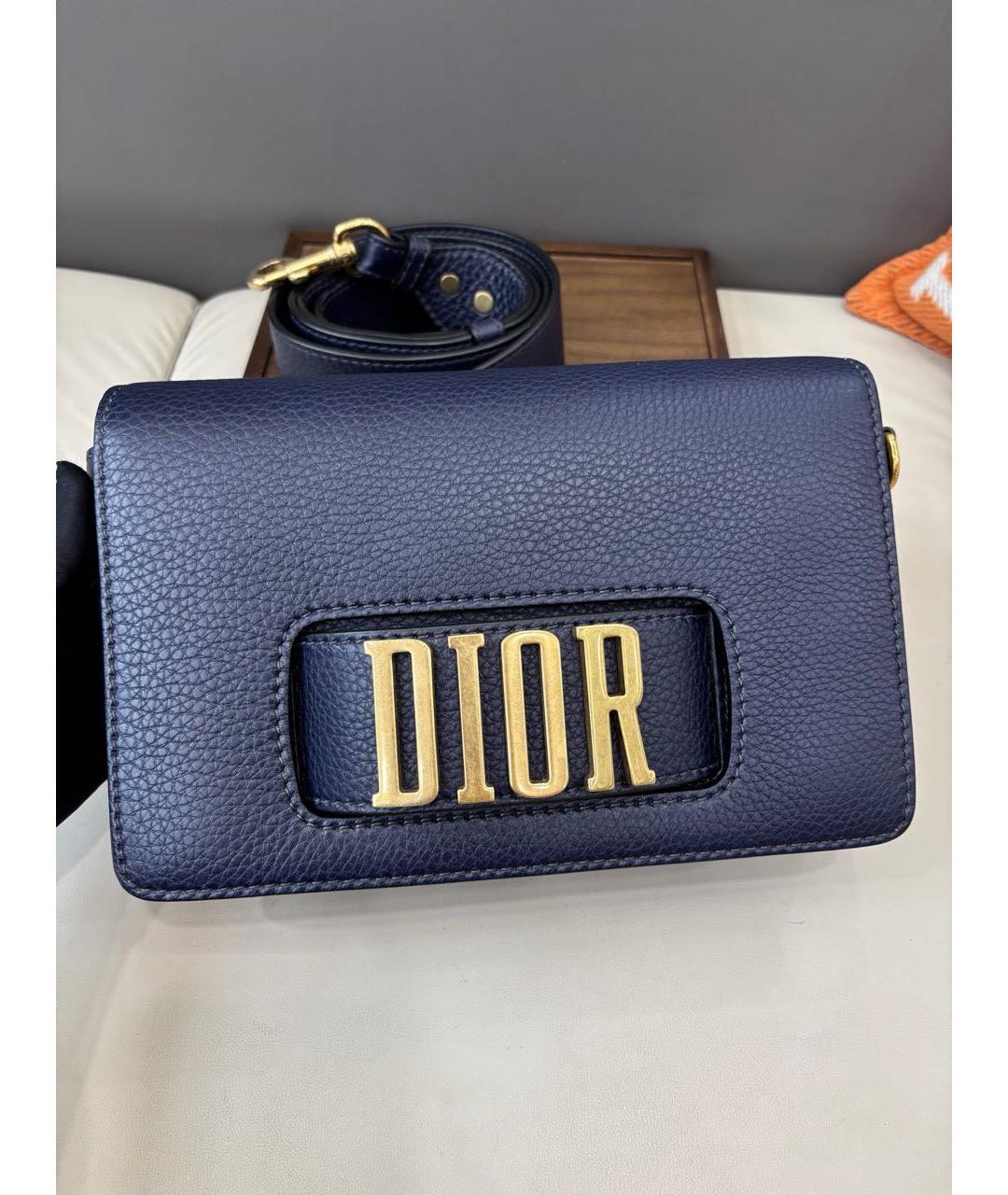 CHRISTIAN DIOR Темно-синяя кожаная сумка через плечо, фото 2