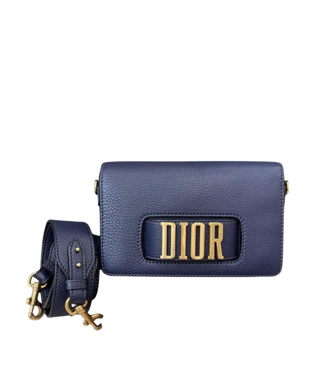 CHRISTIAN DIOR Темно-синяя кожаная сумка через плечо, фото 1