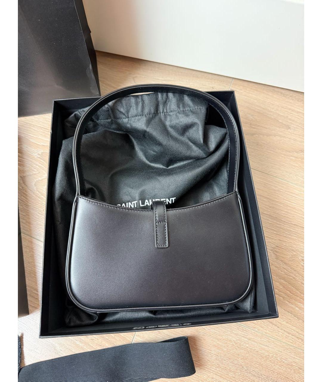 SAINT LAURENT Черная кожаная сумка с короткими ручками, фото 2