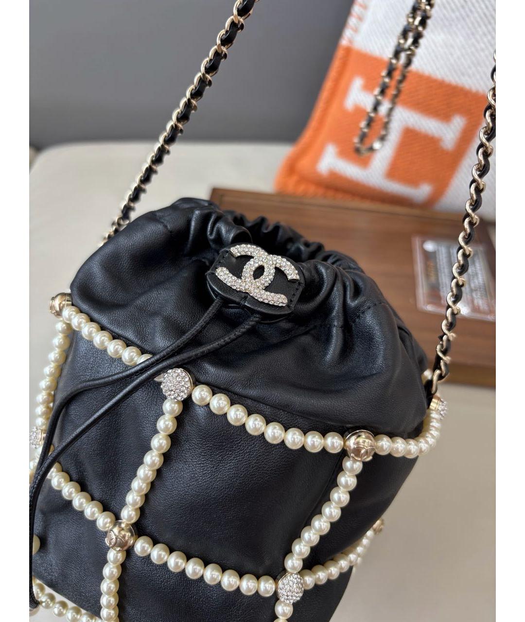 CHANEL Черная кожаная сумка через плечо, фото 6