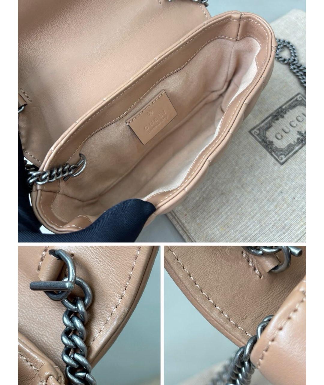 GUCCI Бежевая кожаная сумка через плечо, фото 6