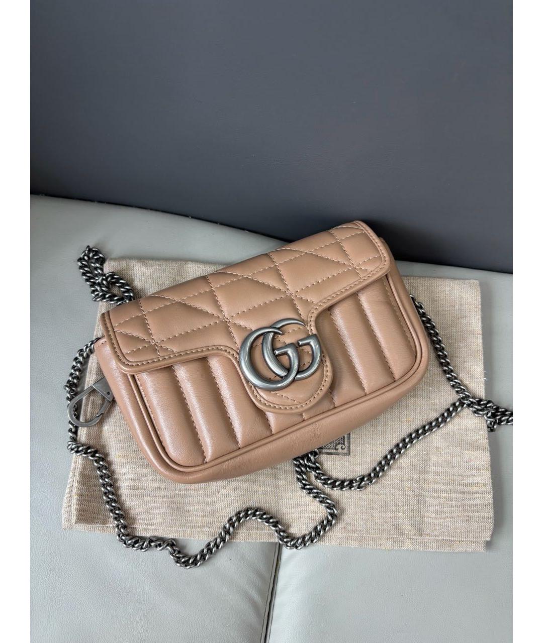 GUCCI Бежевая кожаная сумка через плечо, фото 8